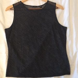 Tahari Semi Sheer Heathered Charcoal Top